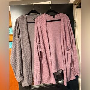 Wild Fable Women XXL Cardigan Woven Waffle Lavender Grey Oversized Boho Cozy